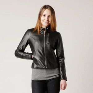 Schott NYC Leather Moto Jacket, Rose Lining Sz S